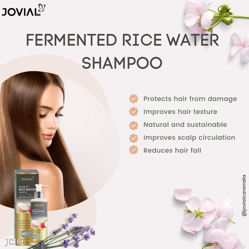 Jovial Care Fermented Rice Water Shampoo with Hibiscus Extract | 200ml | Sulfate, Silicone & Paraben Free | Natural Hair Care for All Hair Types