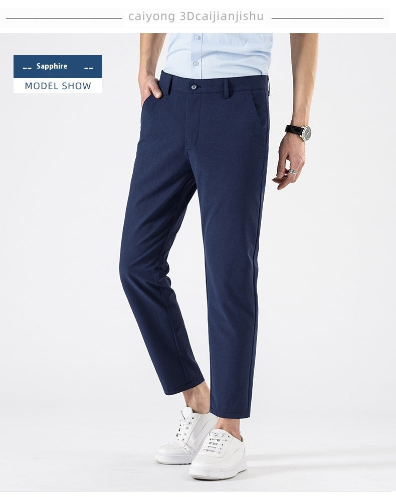 Casual Cropped Pants Men's Spring And Autumn Slim Fit Skinny Business Men's Suit Pants Korean Fashion