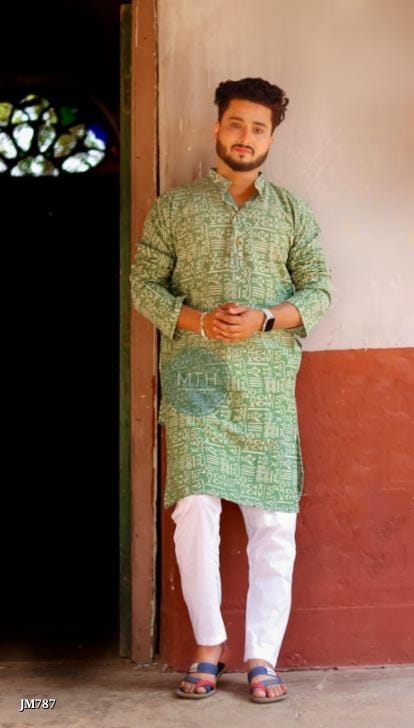 Ajrakh Ran Stitch Cotton Kurta for Gents | Traditional Ethnic Wear for Men