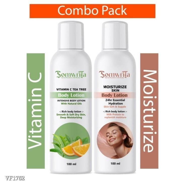 Somwrita Vitamin C & Moisturise Body Lotion Combo | Glowing Skin for Men & Women - 200ml (Pack of 2)