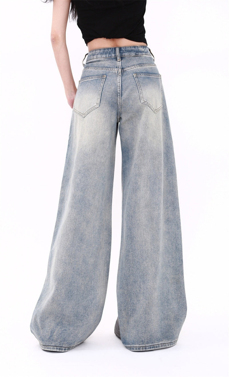 Colorful Fashion Casual Retro High Waist Loose Wide Legs Jeans