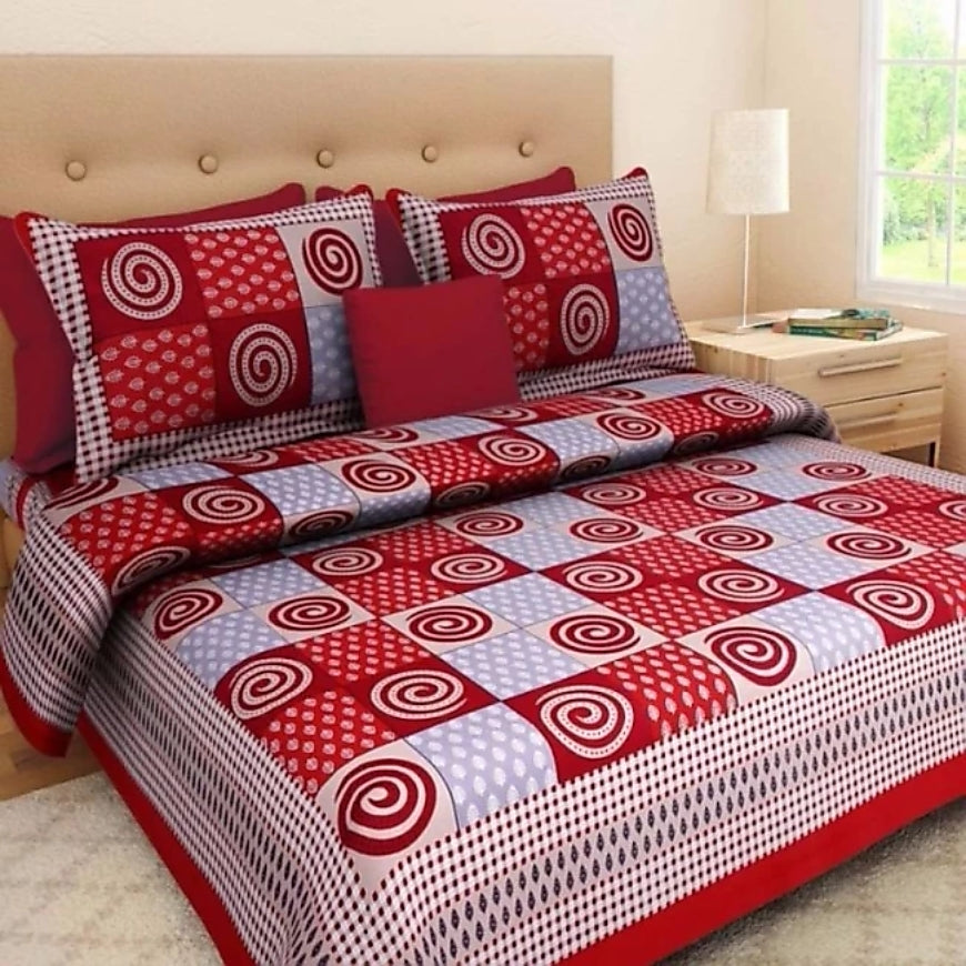 Stock Clearance Sale - Pure Cotton Jaipuri Double Bed Bedsheet with Pillow Covers 02