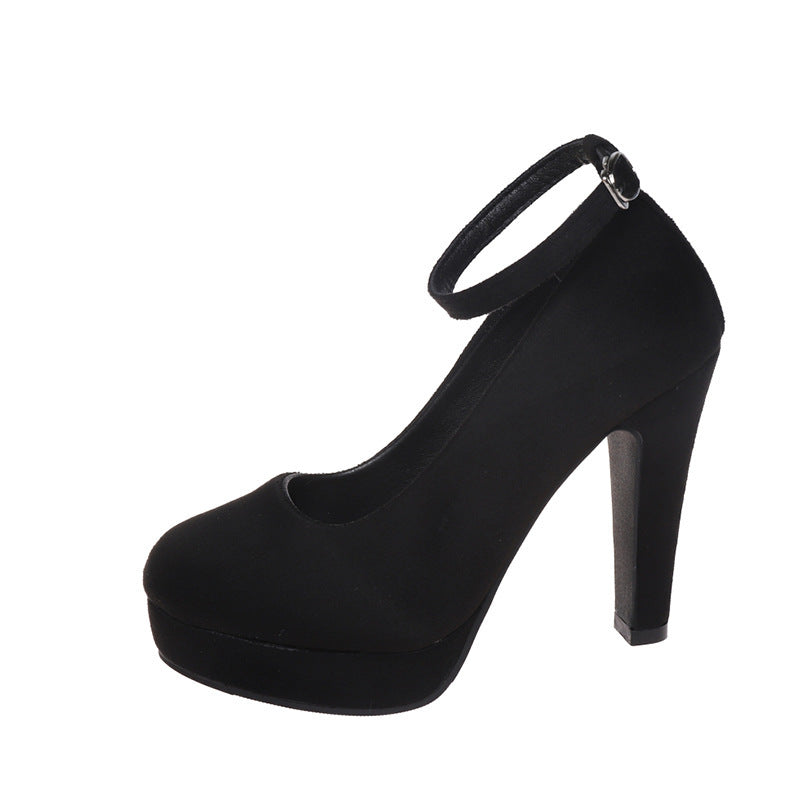 Autumn  Fashion Buckle Low-cut High Heels Women