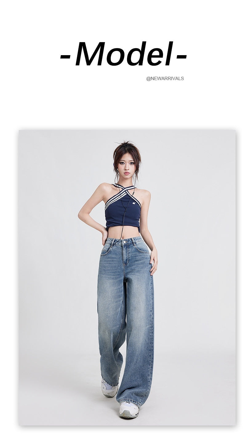 Wide Leg Jeans Women's High Waist Baggy Straight Trousers