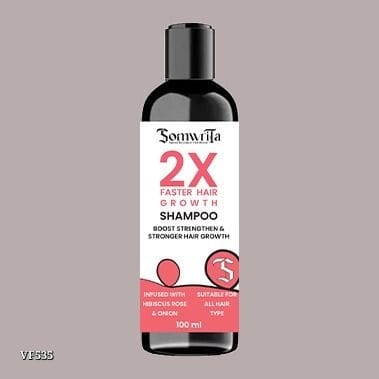 Somwrita 2X Faster Hair Growth Shampoo with Hibiscus, Rose, & Onion Extracts | Strengthens and Fortifies Hair - 100ml