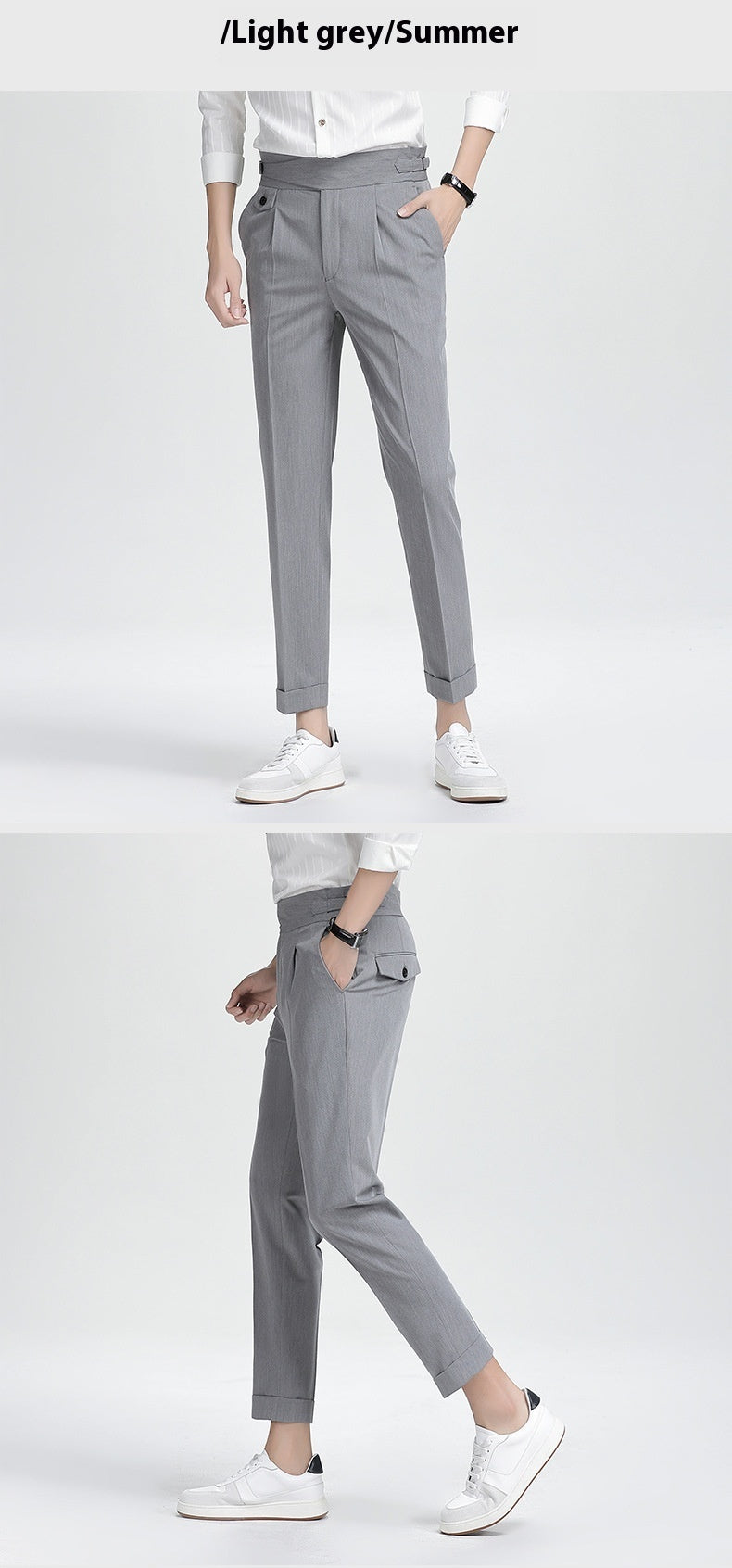 Men's High Waist Slim Fit Business Casual Pants