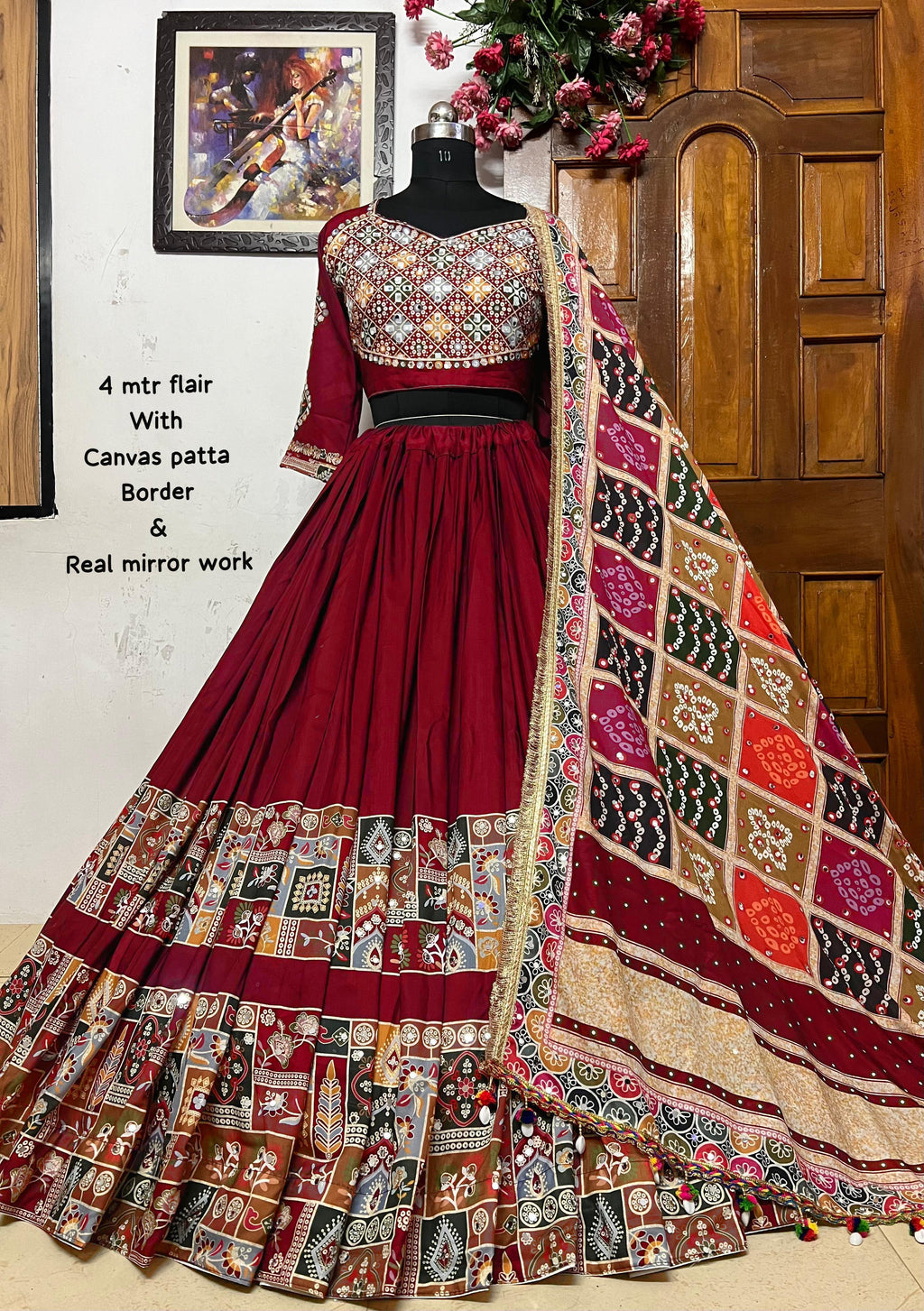 Navratri Special er Printed Lehenga Choli with Real glass Work - ALC 70