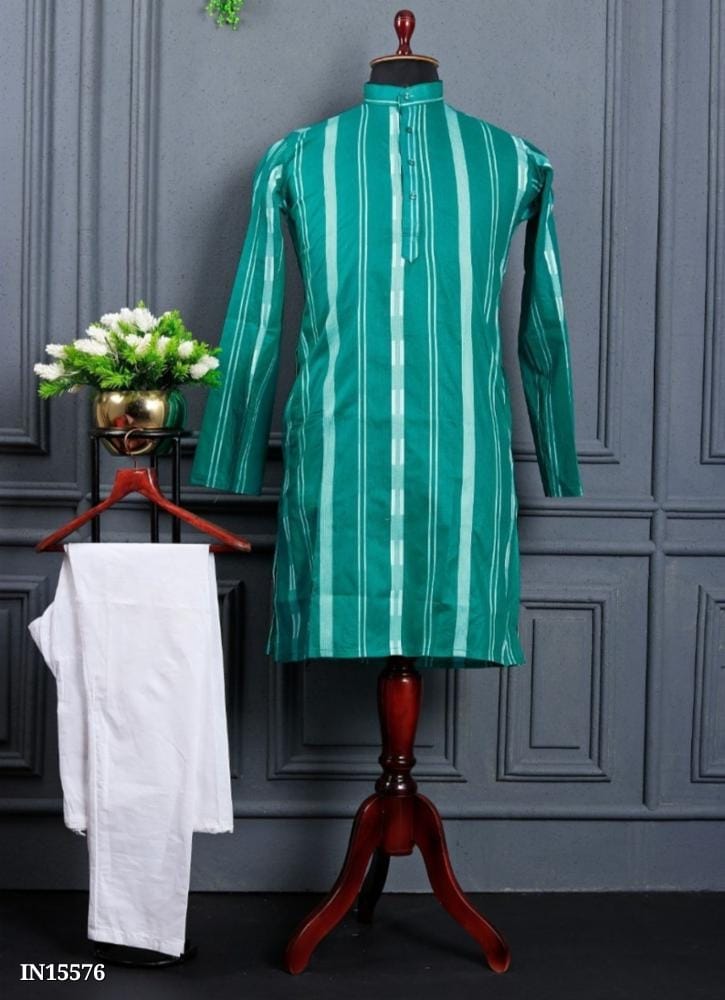 Men's Traditional Heavy Embroidery Kurta Payjama Set -  Pure Cotton