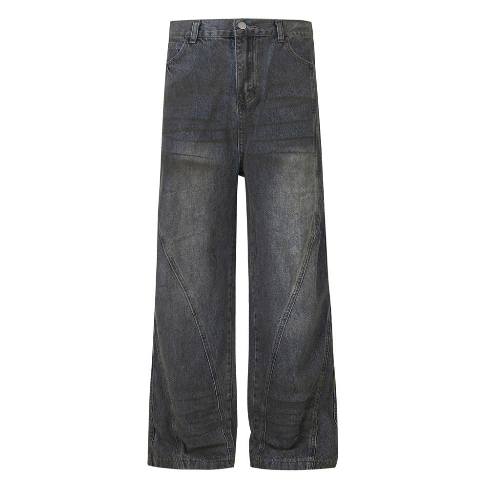 Old And Dirty Jeans With Waste Soil Wind Men's Split Stitching