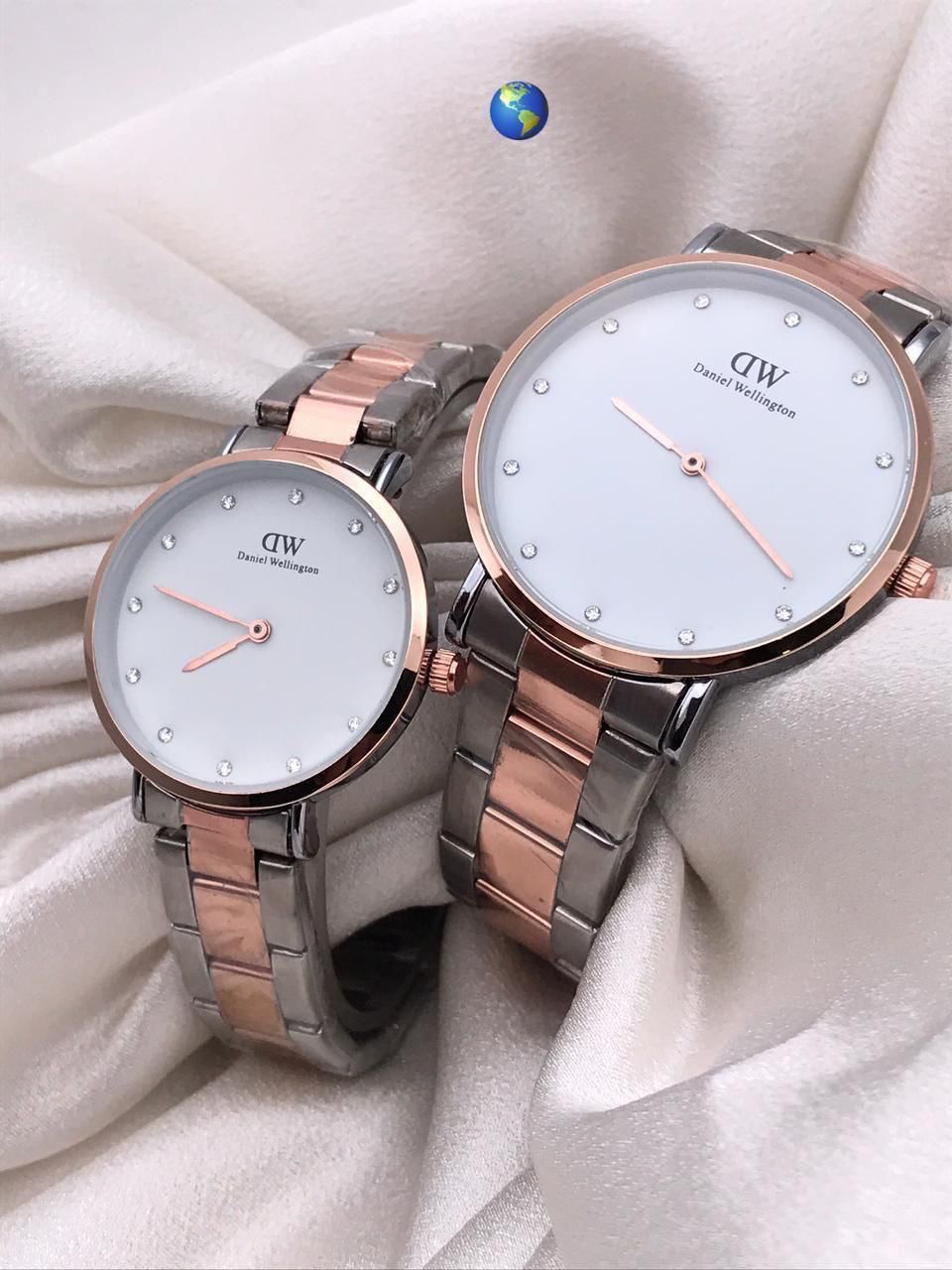 Daniel Wellington Couple  Iconic Lumine 28mm White Dial Round Analogue Watch  Golden