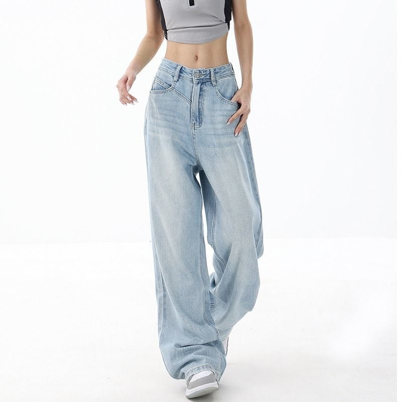 Women's Wide-leg Jeans Loose High Waist Drooping