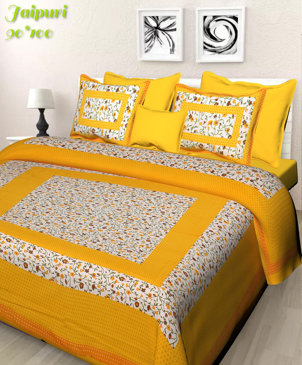 Pure Cotton Jaipuri Double Bed Bedsheet with Pillow Covers code 09