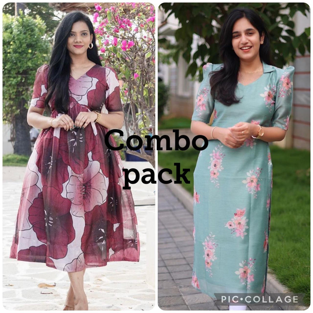 Diwali Special Combo Pack - Stylish Daily Wear Kurtis in Digital Organza 03