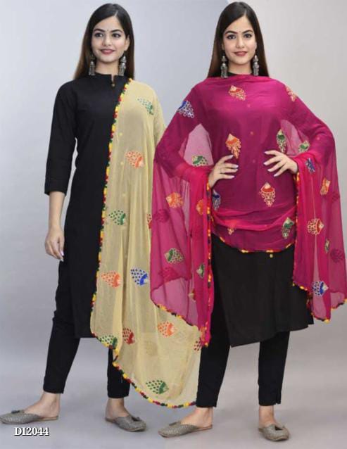 Chiffon Dupatta Pack of 2 for Women | 2.25 Meter Length | featherweight and Elegant