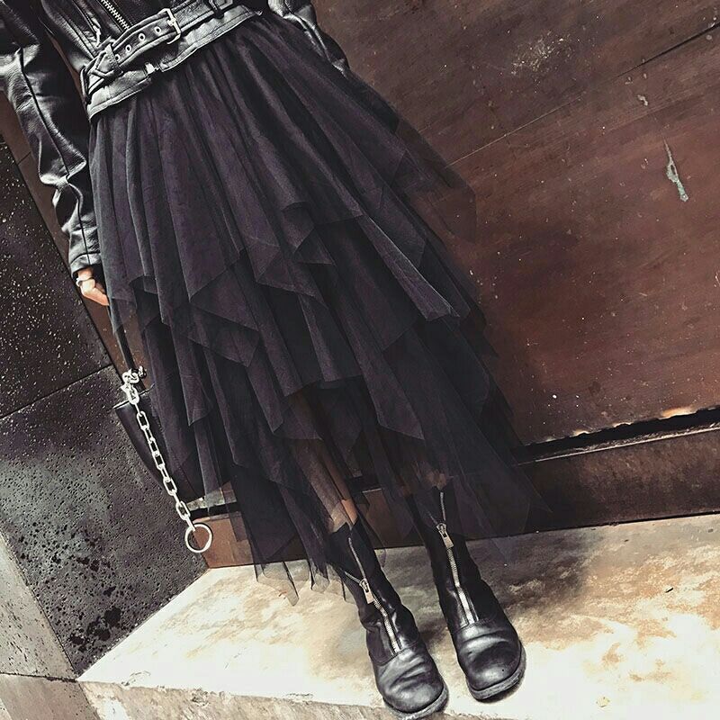 Irregular Tulle Skirt Yarn Mid-length High-end Gauze Skirt Draping Effect