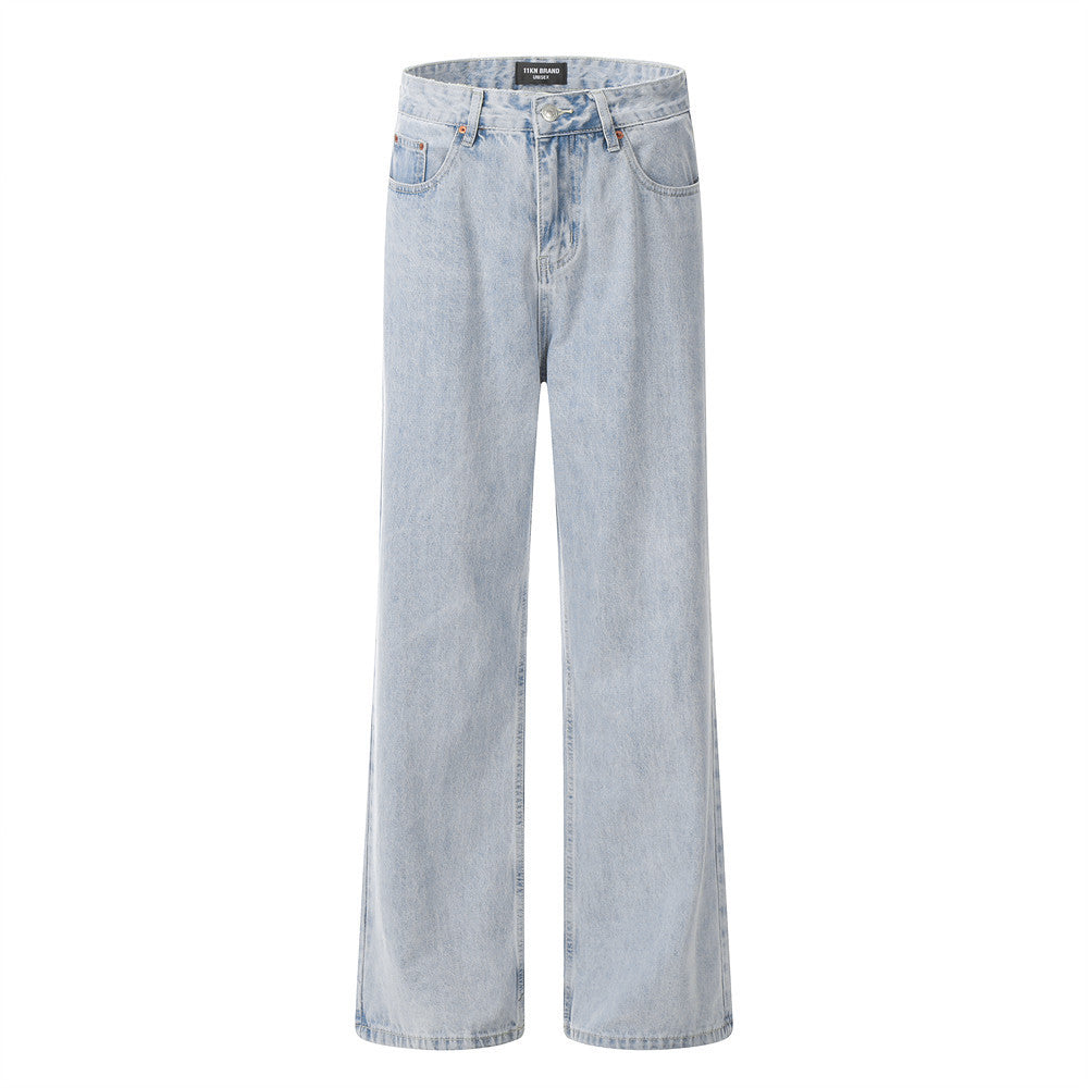 Denim Straight-leg Pants Casual Loose Trousers