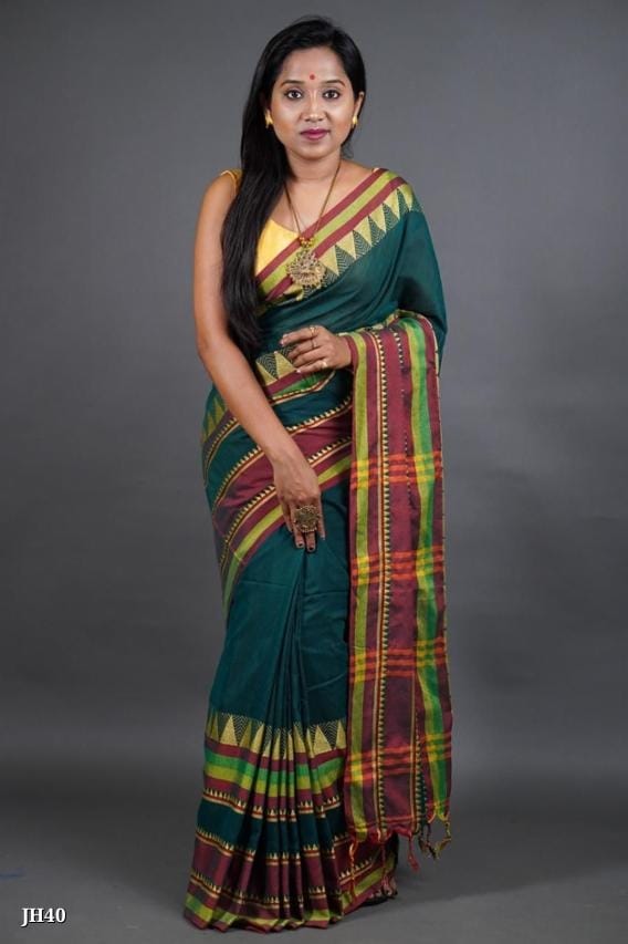 Elegant Handloom Khadi Cotton Saree with Blouse -JH40