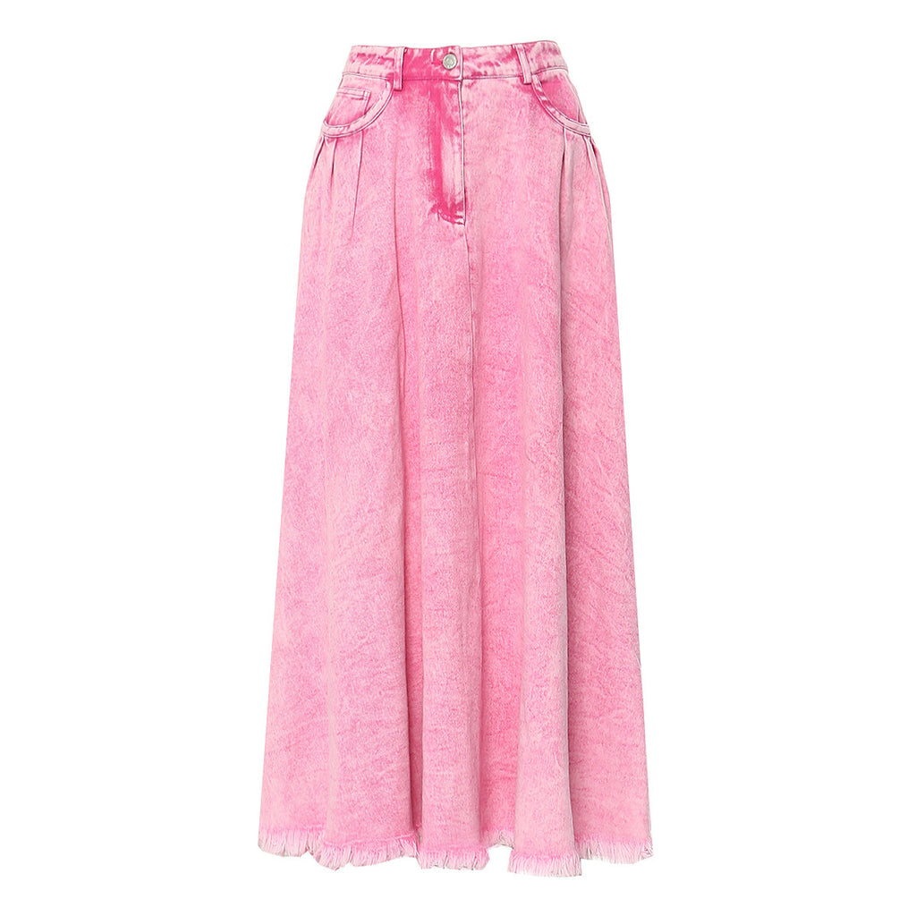 Heavy Industry Washing Water Denim Long Skirt Personality