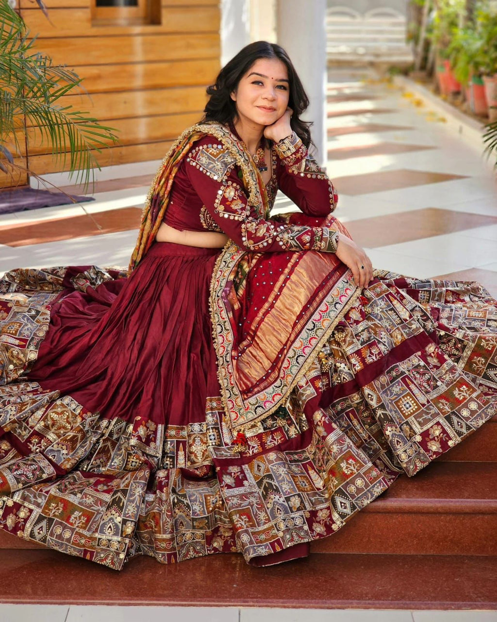 Navratri Special er Printed Lehenga Choli with Real glass Work - ALC 70