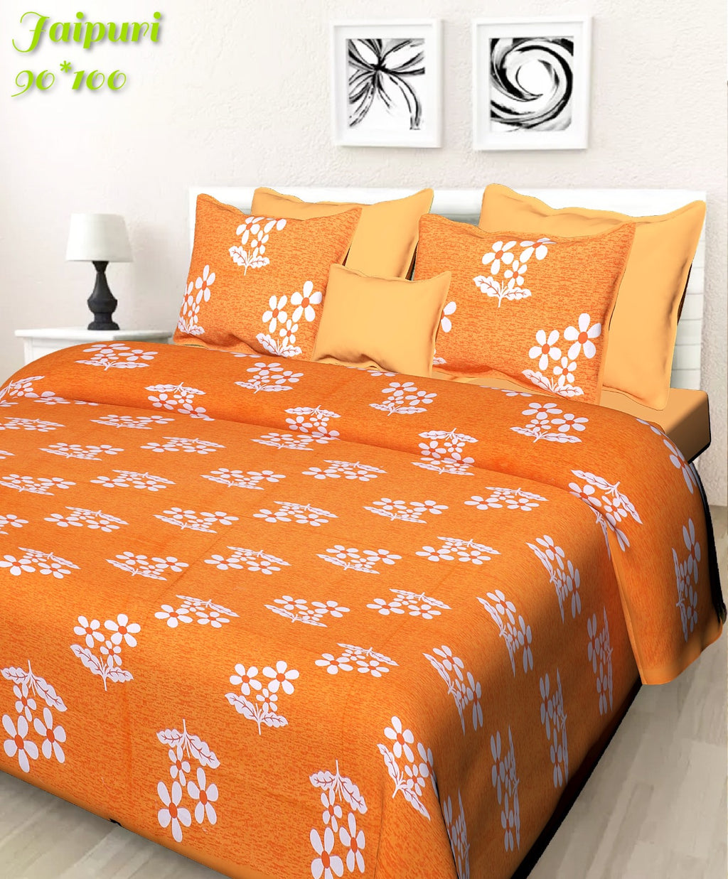 Pure Cotton Jaipuri Double Bed Bedsheet with Pillow Covers code 21