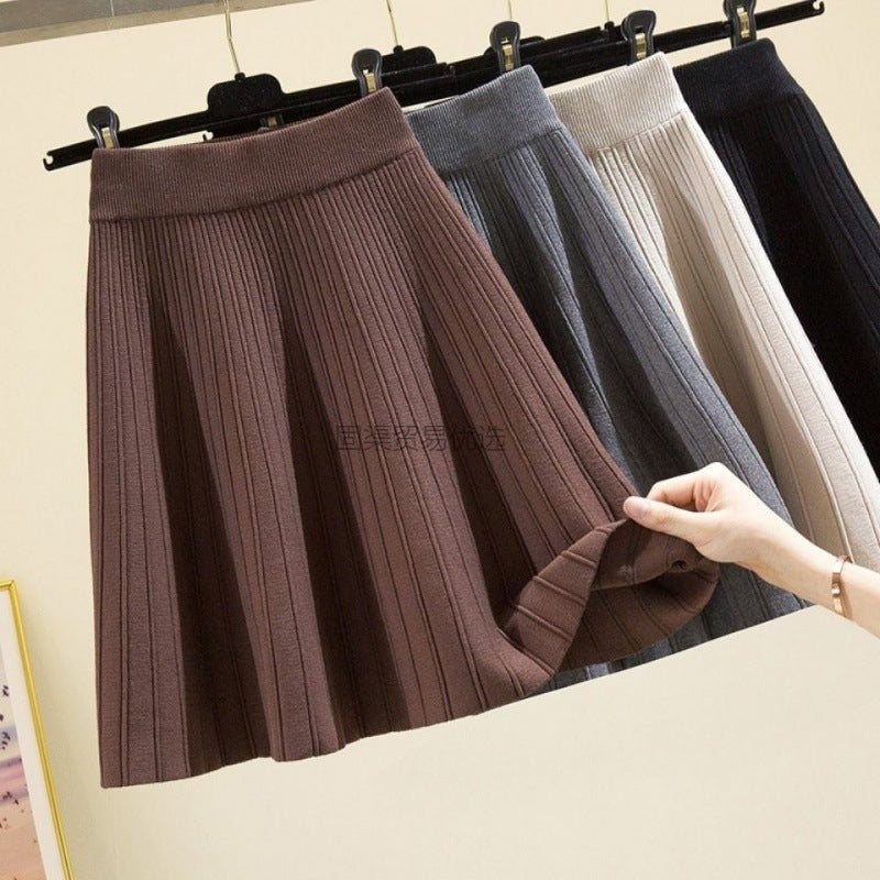 Knitted Umbrella Skirt Skirt High Waist Autumn And Winter Women