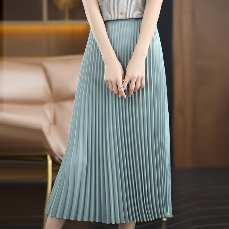 Pleated Skirt Mid-length Skirt Fashionable All-match High Waist Loose Thin Bottoming Skirt