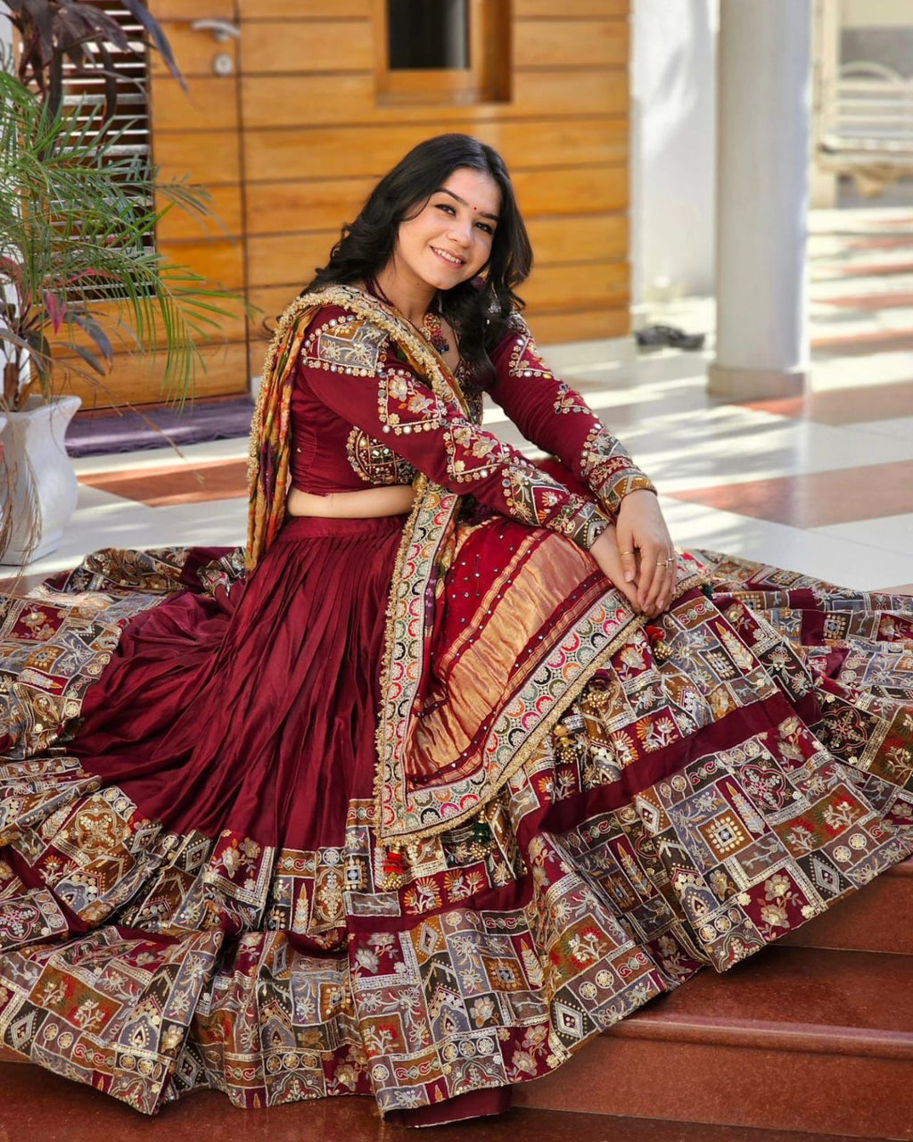 Navratri Special er Printed Lehenga Choli with Real glass Work - ALC 70