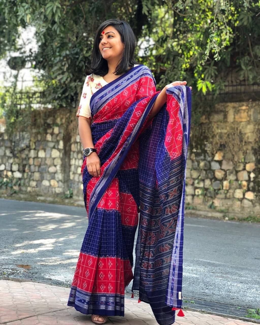 Women's er Pure Cotton Jaipur Hand Block Print Saree 1484