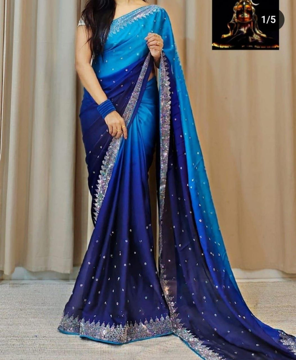 Soft Pure Black Rangoli Silk Saree with Swarovski Work & Matching Blouse | Premium Quality