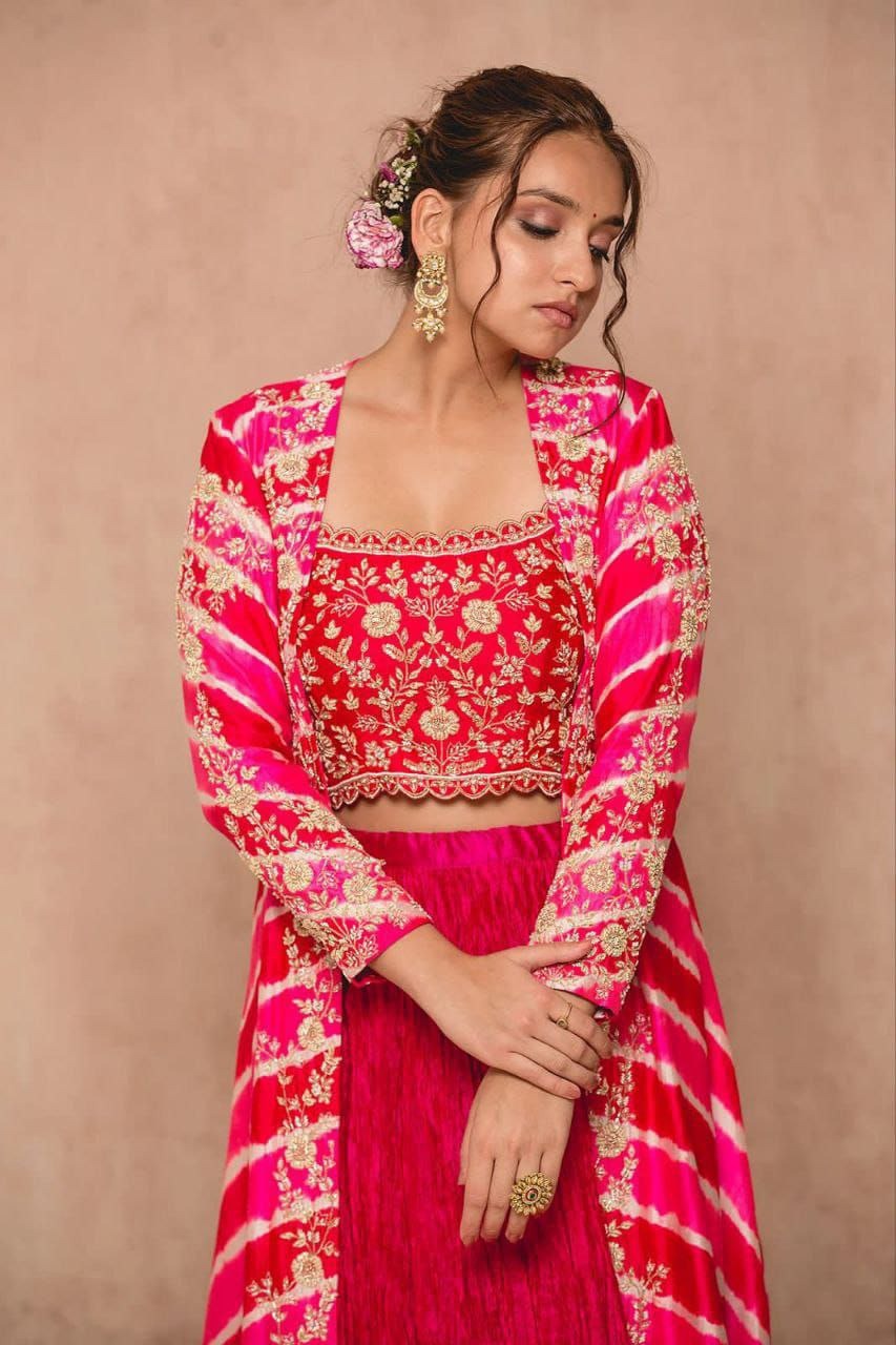 Super Trending Party Wear Shrug Lehenga | Georgette Fabric with Sequence Embroidery & Silk Inner