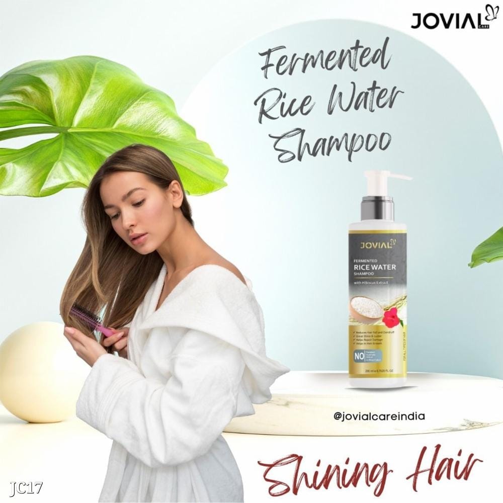 Jovial Care Fermented Rice Water Shampoo with Hibiscus Extract | 200ml | Sulfate, Silicone & Paraben Free | Natural Hair Care for All Hair Types