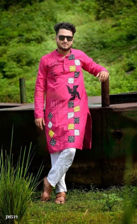 South Cotton Applique Work Punjabi/Kurta | Traditional Men's Ethnic Wear