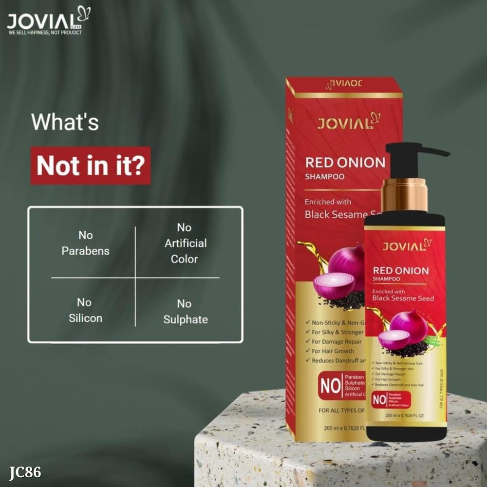 Jovial Care Red Onion Shampoo with Sesame Seeds | Pack of 2 (200ml Each) | Nourishing Hair Care