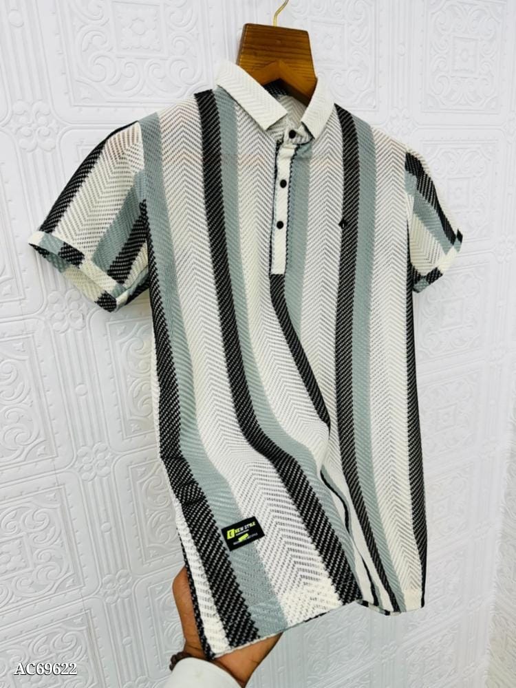 Men’s Exclusive Heavy Knitted Striped T-Shirt - Stylish and Comfortable