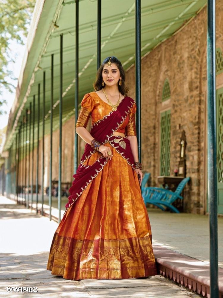 Luxurious Kanjivaram Silk Lehenga Choli with Elegant Embroidery Work