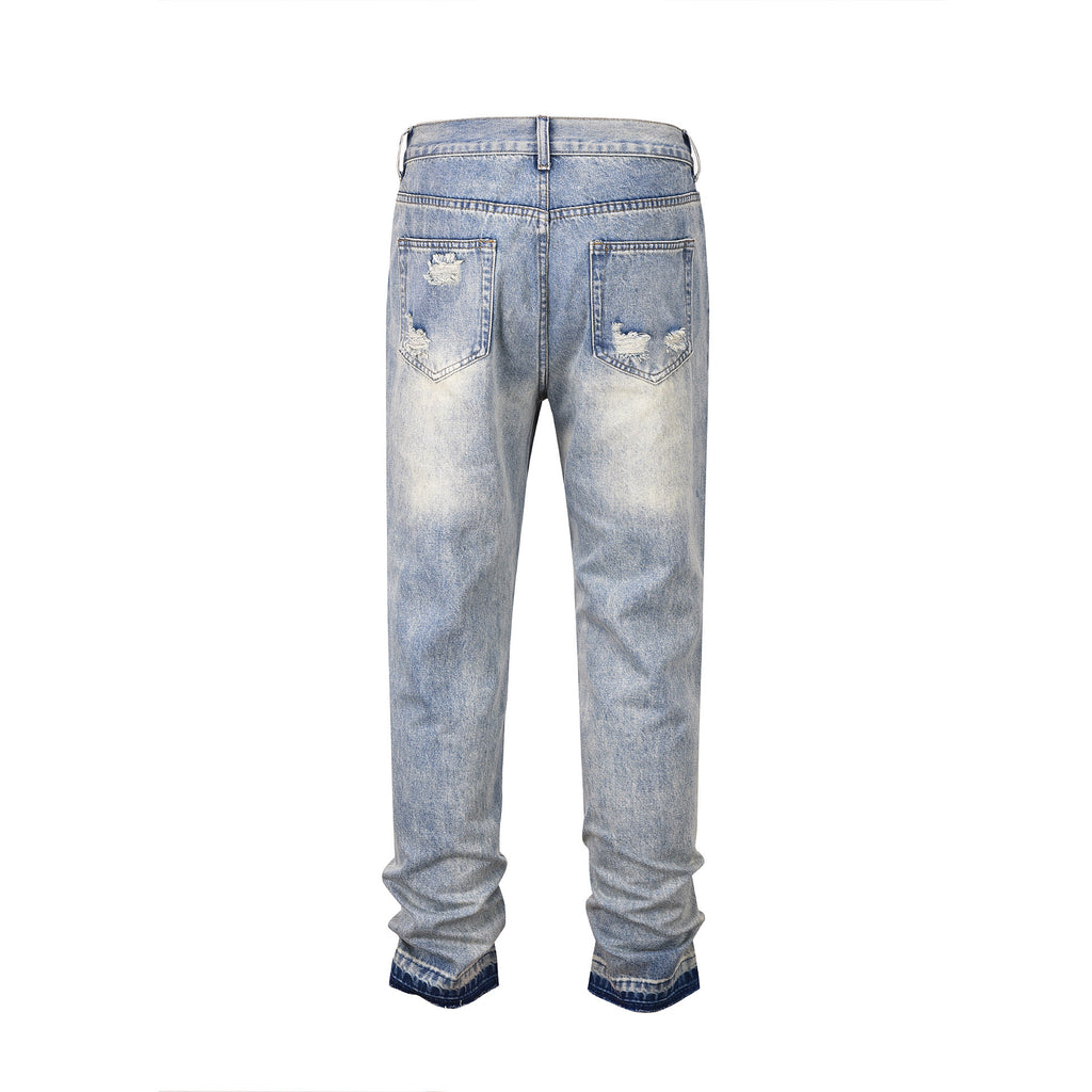 Patchwork Ripped Cat Beard Patch Casual Pants