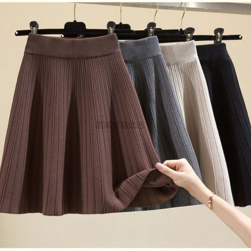 Knitted Umbrella Skirt Skirt High Waist Autumn And Winter Women