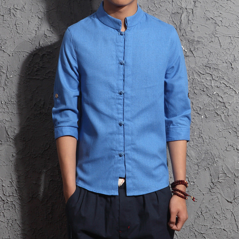 Summer Linen Shirt Men's Long Sleeve