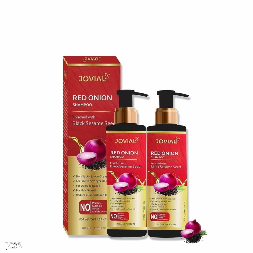 Jovial Care Red Onion Shampoo with Sesame Seeds | Pack of 2 (200ml Each) | Nourishing Hair Care