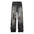 Retro Washed Distressed Graffiti Stitching Jeans Wide-leg Straight Trousers