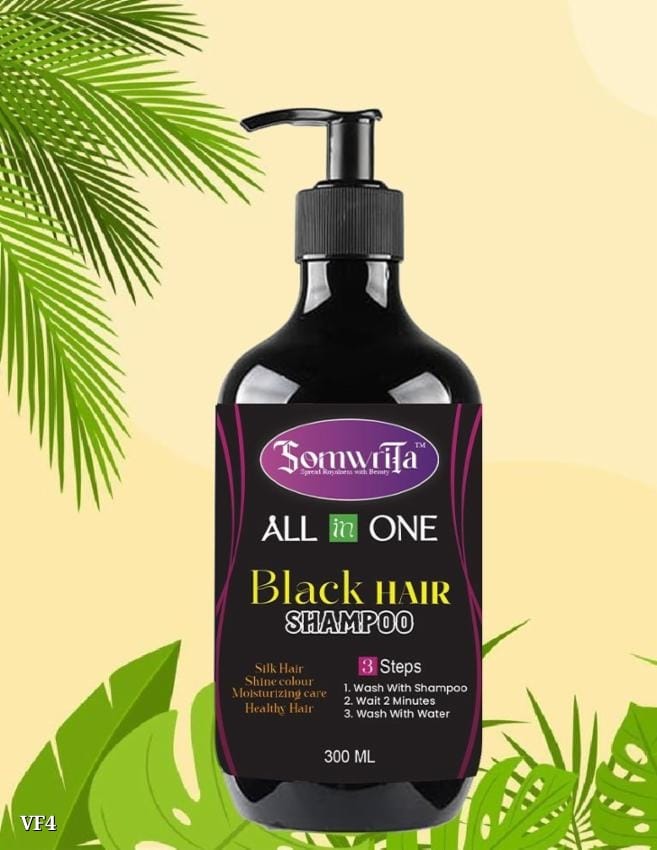 Somwrita 100% Coverage Hair Shampoo for Women & Men | Scalp Health Care, Shine Care & Moisturizing | 300ml Black Hair Shampoo