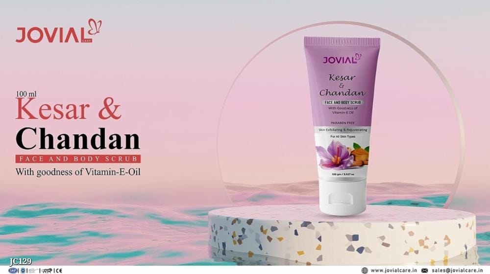 Kesar Chandan Face and Body Scrub for Radiant Skin | Jovial Care Pack of 2 (100gm Each)