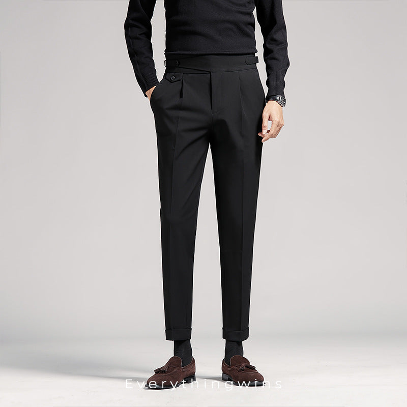 Men's High Waist Slim Fit Business Casual Pants