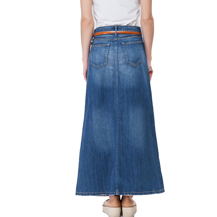 Women's Plus Size Slimming Mid-length A- Line Denim Skirt