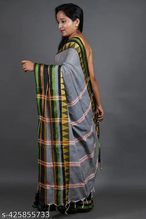 Elegant Handloom Khadi Cotton Saree with Blouse -JH45