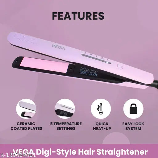 Digi Style Hair Straightener with 5 Temperature Settings & Quick Heat Up, (VHSH-31)