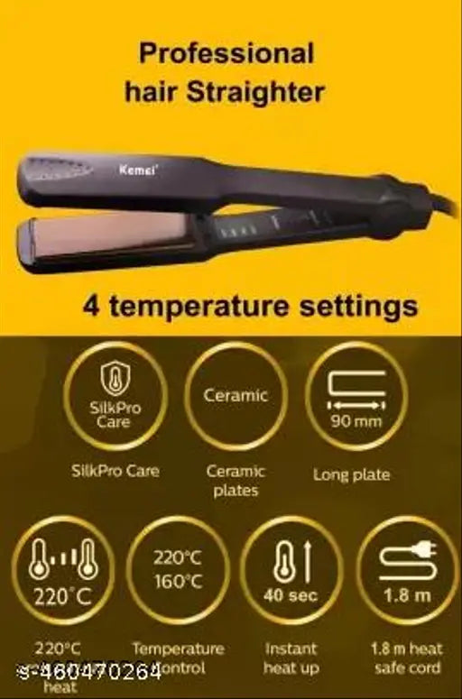 km-329 Temperature Control 329 Hair Straightener (Black) Hair Straightener (Black 1) @1